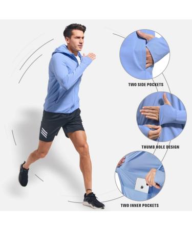 Qualidyne Men's UPF 50+ UV Full Zip Sun Protection Hoodie Jacket - Blue, Small - Buy Online on GoSupps.com