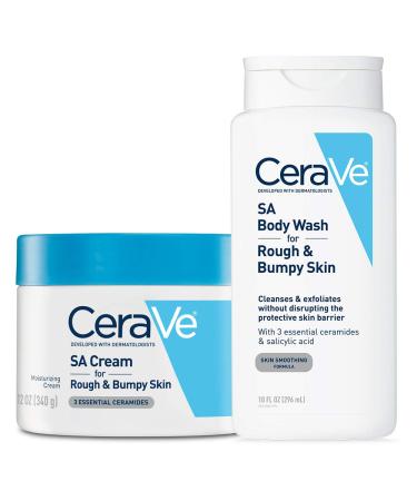 CeraVe Renewing Salicylic Acid Daily Skin Care Set | Contains CeraVe SA Cream and Body Wash for Rough and Bumpy Skin | Fragrance Free