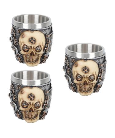 Beaupretty 3st soap bowl shaving soap men tools bowl for razor brush shaving cups for Bart razor cups from foam foam shaving foam shell man suite skull stainless steel