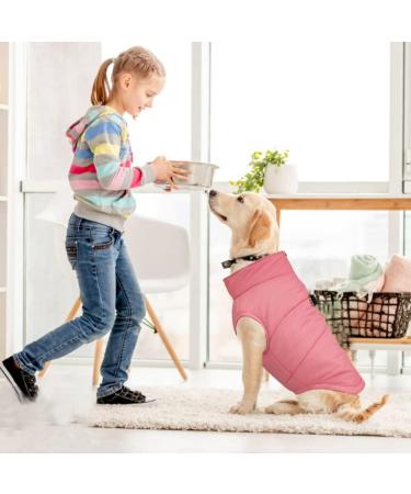 Femax Waterproof Dog Jacket - Winter Coat for Small Medium & Large Dogs | Padded Raincoat & Vest - Pink Cherry Blossom (L Chest 42cm Back 35cm) - Buy Online on GoSupps.com