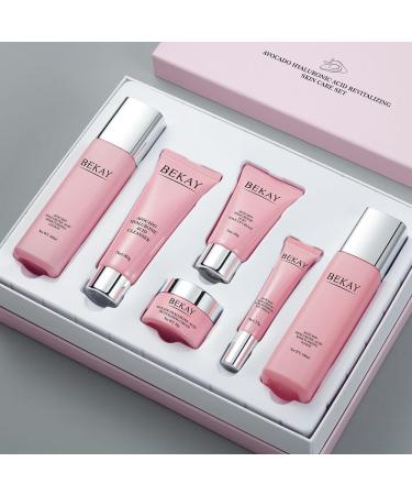 O'KADY Avocado hyaluronic Acid Live six-piece set anti-aging Full size With Cleanser Toner Serum Eye Cream Lotion Facial Cream Primer Cream Travel Kit For Wife Mom