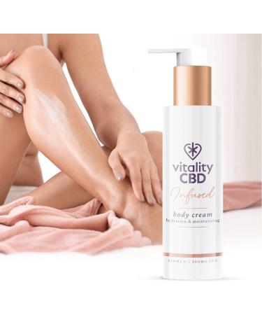 Vitality Infused Body Cream with Sweet Almond Oil, Ginseng, and 300mg CBD - 150ml - Buy Online on GoSupps.com