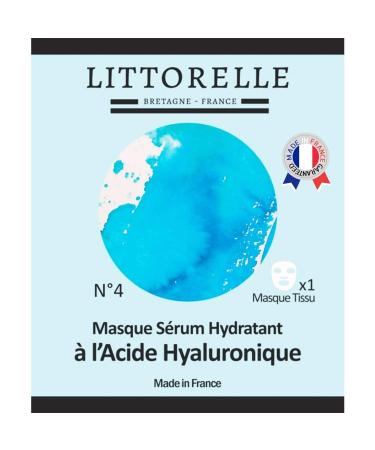 Littorelle Face Mask N 4 Hydrating Serum with Hyaluronic Acid Made in France Moisturizes and Plumps the Skin Anti-Aging Stimulates Collagen Production Tissue Mask for Normal Skin