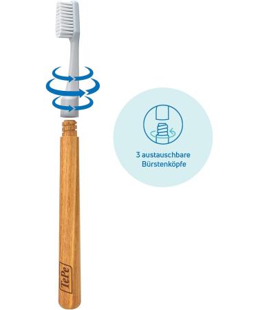 TEPE Choice Soft Toothbrush - 1 Wooden Handle & 3 Brush Heads for Effective Plaque Removal | International Shipping Available - Buy Online on GoSupps.com
