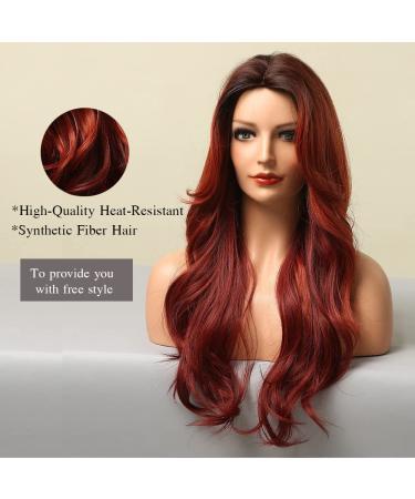 Esmee Ombre Red Brown Synthetic Wig for Women - Heat-Resistant Natural Long Wavy Hair for Daily Wear & Cosplay - Buy Online on GoSupps.com