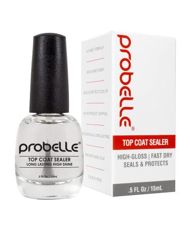 Probelle Top Coat Sealer, Quick Dry Nail Polish Top Coat, High Shine Glossy Nail Finish, Instantly Forms Clear Barrier For Enamel Protection, Fast Dry Manicure, Long Lasting Results, 0.5 fl oz/ 15 mL