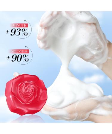 Handmade Rose Flower Soap - Natural Ginseng Essential Oil Deep Cleansing Refreshing Foam | 100g Bamboo Charcoal Bath Soap - Buy Online on GoSupps.com