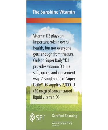 Carlsons Super Daily D3 Vitamin D Drops 2 000 IU per Drop One Year Supply Liquid Vitamin D3 Heart and Immune Health Vegetarian Liquid Vitamin D Drops Non - Buy Online on GoSupps.com