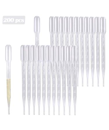 200PCS 3ml Disposable Plastic Transfer Pipettes Calibrated Dropper Suitable for Essential Oils & Science Laboratory 1