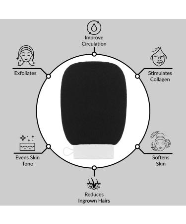 Valitic Exfoliating Glove for Body - Korean Style Bath Mitt for Smooth Skin - Men & Women - Single Black White - Buy Online on GoSupps.com