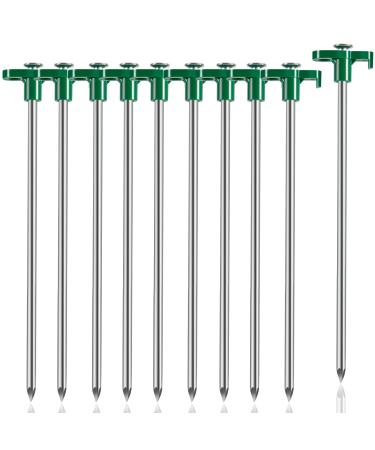 Tiomues Tent Stakes, 10PCS Heavy Duty Tent Stakes Pegs, Outdoor Camping Windproof Professional Ground Stakes, Metal Tent Pegs for All Kinds of Ground, Specially Designed for Tent Canopies