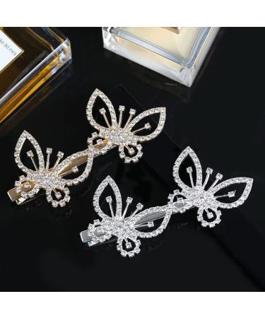 Bartosi Sparkling Rhinestone Butterfly Hair Clips - Pack of 2 | Wedding Hair Accessories for Women and Girls - Buy Online on GoSupps.com