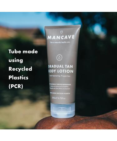 ManCave Healthy Looking Skin Gradual Tan Body Lotion 200ml for Men Hydrate Tone and Build a Healthy Glow with Shea Butter and Olive Oil Vegan Friendly Tube made from Recycled Plastics Made in the UK - Buy Online on GoSupps.com