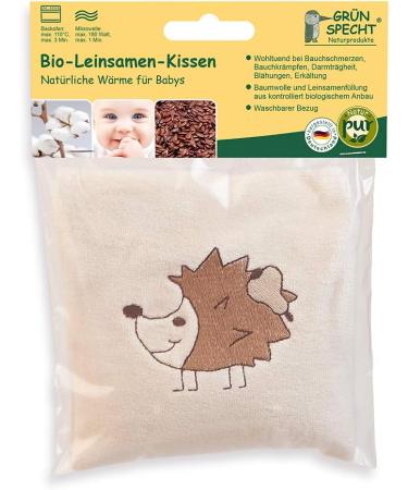 Organic Linseed Cushion for Babies - Gr nspecht 13-V1 Hedgehog Design | 13 x 13 cm - Buy Online on GoSupps.com