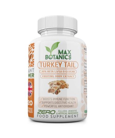 Turkey Mushroom | 120 Capsules | High Strength Extract | 38% Beta Glucans | 100% Fruiting Bodies | No Additives | UK Made | GMP Standards