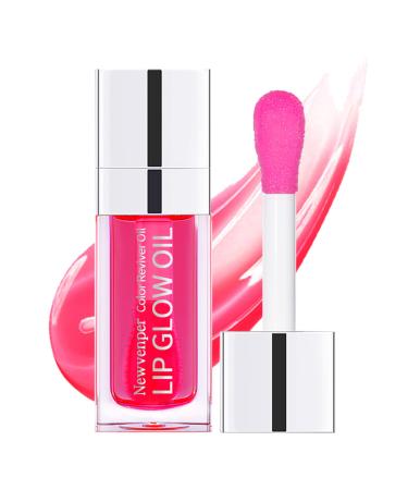 Hydrating Lip Glow Oil Long Lasting Lip Plumper Gloss with Big Brush Clear Lip Gloss Moisturizing Lip Oil for Lip Care and Dry Lips 1#CHERRY