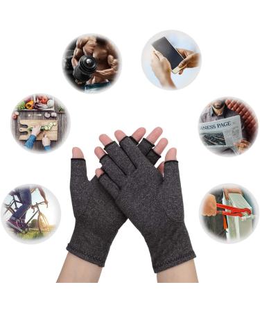 Compression Arthritis Gloves - Joint Pain Relief & Wrist Support for Rheumatoid & Osteoarthritis - Fingerless Design M Grey - Buy Online on GoSupps.com