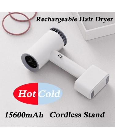 N/A Cordless Hair Dryer Portable Travel Hair Dryer Low Heat Rechargeable Handheld Hair Dryer for Women Kids Pet Outdoor Camping Beach and All Hair Types White - Buy Online on GoSupps.com