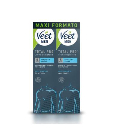 Veet Veet Men Hair Removal Cream for Men's Chest and Body Sensitive Skin Dermatologically Tested Convenient 400ml Size (2 Boxes x 200ml)