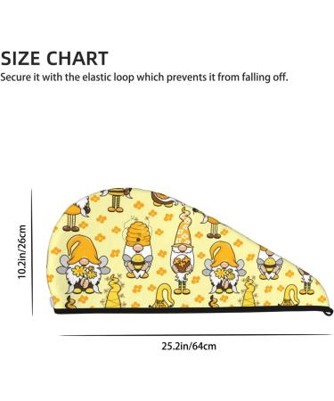 Garden Honeybee Gnomes Hair Towel Wrap | Quick-Dry Turban & Button Design for Effortless Hair Drying - Buy Online on GoSupps.com