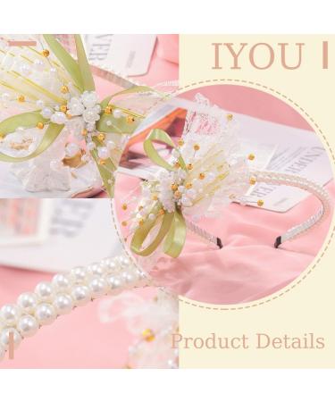 IYOU Bow Wedding Headbands Ivory Pearl Bridal Hair Bands Elegant Bridesmaid Bride Hair Accessories for Women and Girls - Buy Online on GoSupps.com