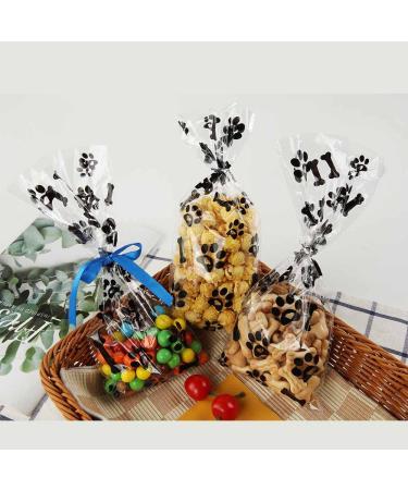 Mosoisy 100 Pack Paw Print Clear Cellophane Bags | Dog Paw Treat Bags 10.5X5 with Ribbon & Twist Ties | Dog Gift, Candy, Cookie & Treat Bags - Perfect for Dog Party Favors & Supplies - Buy Online on GoSupps.com