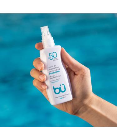 Clear Oil Free Vegan Organic SPF 50 Sunscreen Spray | Non Comedogenic Hypoallergenic Sweat & Water-Resistant | Travel Size for Sport Scalp Sensitive Skin | Fragrance-Free 3.3oz - Buy Online on GoSupps.com