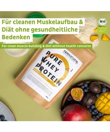 Organic Whey Protein Mango from Germany Soy Free - High Quality Protein Shakes "Certified Organic" 600g Organic Whey Protein Powder - Buy Online on GoSupps.com