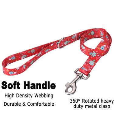 Mihqy Adjustable Dog Collar and Leash Set - Soft Comfortable Nylon for Small Medium Large Dogs & Cats - Red Flower Design (L: Neck 38-63cm Width 2.5cm) - Buy Online on GoSupps.com