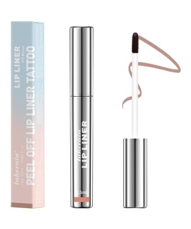 Saituo Home Peel Off Waterproof and Long-Lasting Lip Pencil Tattoo Transfer Resistant Liquid Lipstick Matte Lip Pencil High Pigment Peelable Lipstick (Brown)