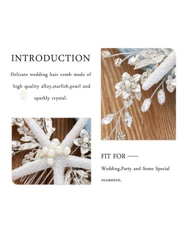 Starfish Bride Wedding Hair Comb - Silver Crystal & Pearl Beach Bridal Hair Piece for Women and Girls - Buy Online on GoSupps.com
