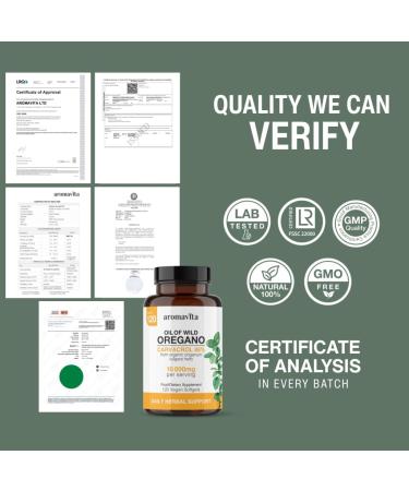Vegan Wild Oregano Oil Capsules Organic 86-90% Carvacrol - 10000 mg Oil of Oregano per Softgel - Immune and Digestive Support Natural Antioxidant Vegan Non GMO 120 Capsules 120 Count (Pack of 1) - Buy Online on GoSupps.com