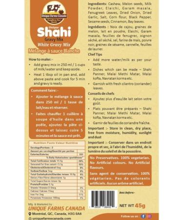 Unique Farms Canada Shahi Gravy Mix (White Gravy Mix 45g) White Gravy Mix / Shahi Gravy Mix45g - Buy Online on GoSupps.com