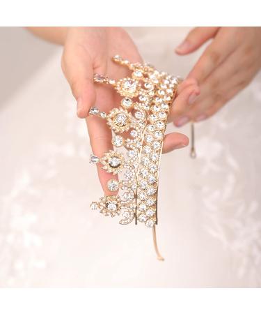 JWICOS Gold Crystal Queen Crown for Women - Rhinestone Tiara for Wedding, Pageant, Prom & Birthday Party - Buy Online on GoSupps.com