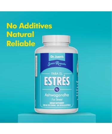 Santo Remedio Ashwagandha Capsules by Dr. Juan Rivera Stress Support Supplement 1000 mg Per Serving 180 Vegetarian Capsules No Artificial Flavors Sugar & Sodium Free Daily Wellness Support - Buy Online on GoSupps.com
