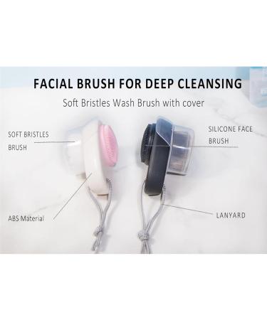 Double-Sided Facial Cleaning Brush | Soft Bristle & Silicone Peeling for Deep Cleaning | Search Cleaning Brush - Black & White - Buy Online on GoSupps.com