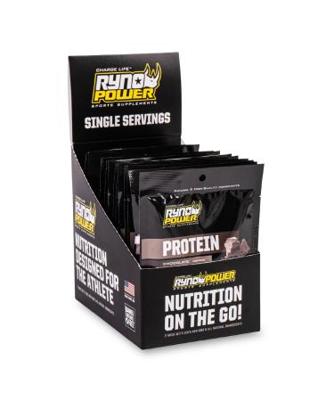 Ryno Power All Natural Whey Protein Singles Caddy (12 Servings) 'Chocolate' - 100% Whey Protein Blend & No Fillers - Non GMO Chocolate Single Serving