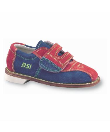 BSI Boys Suede Rental Bowling Shoes- Hook and Loop (Youth 4 M US, Red/Blue)