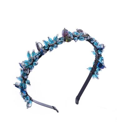 IYOU Sparkling Rhinestone Headband Green Crystal Flower Hair Bands Gemstone Prom Party Hair Hoop Accessories for Women and Girls