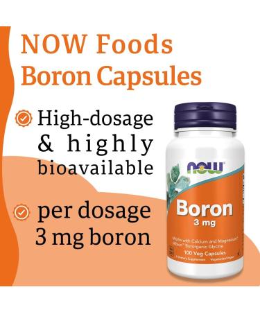 Now Foods Boron 3mg 100 Vegan Capsules | Lab-Tested | Gluten-Free, Soy-Free, Vegetarian - Buy Online on GoSupps.com