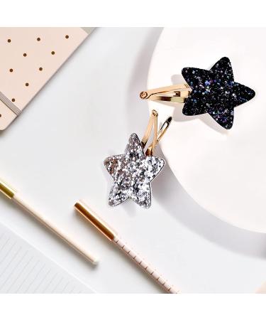 Cute Star Metal Snap Hair Clips - Set of 16 | Sparkly Fashion Barrettes for Women & Girls | No-Slip Accessories for Parties & Birthdays - Buy Online on GoSupps.com
