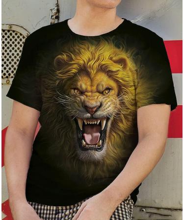 Angry Lion 3D Print Graphic Tee Men's T-Shirt | Sizes S-3XL - Buy Online on GoSupps.com
