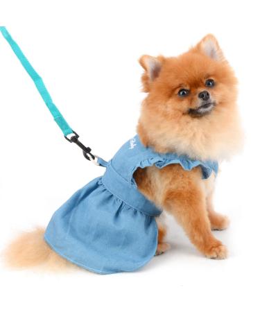 Paidful dogs Kneid for Small Dogs Cats Girls L tzchen Denim carrier dress pleated tutu rock dishes pet clothing mini puppy chihuahua yorkie clothing spring summer light blue XL XL: back length: 35cm/13.5 " bust: 47cm/18.5" Hellblau