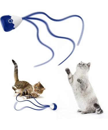 Lifefav cat toys for domestic cats 2-in-1 magical silicone tail toys automatic interactive cat railway toys rechargeable exercise toys for kitten (blue)