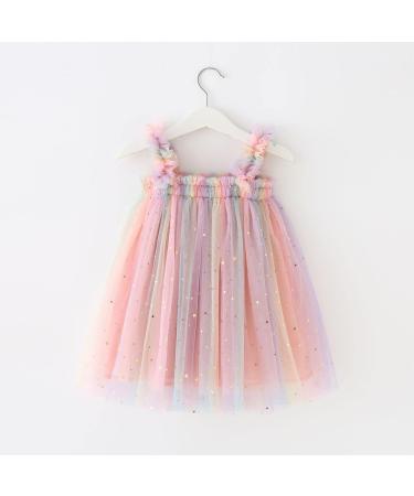 Baby Girl Sleeveless Butterfly Wings Tulle Dress - Starry Pink Princess Dress for Toddler Girls (9-12 Months) - Buy Online on GoSupps.com