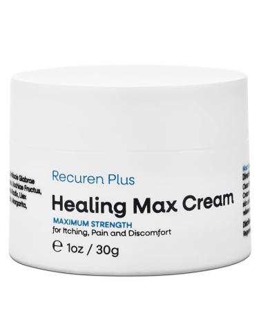 Recuren Plus Dermatitis Eczema Psoriasis Cream, Max Strength for Athletes Foot, Jock Itch, Urticaria, Rash, Rosacea, Acne, Ultimate Anti-Itch Solution 30g (1 Pack)
