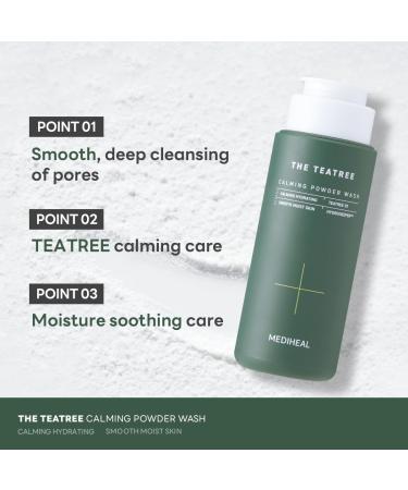 Mediheal Teatree Calming Powder Wash 1.76 oz - Hydrating Daily Facial Cleanser for Blackhead Removal | Gentle Bubbles | International Shipping - Buy Online on GoSupps.com