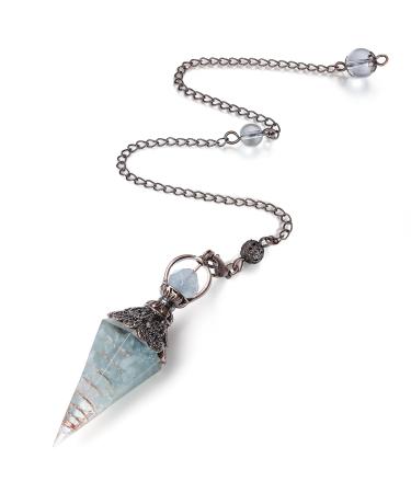 MAIBAOTA Pendulum Crystal Natural Aquamarine Crystal Pendulums for Dowsing Spiritual Pointed Crystals for Witchcraft Supplies Divination Tools 01 Blue-aquamarine