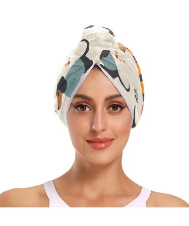 Dachshund Dogs Hair Towel 2 Pack Super Absorbent Hair Drying Towel Quick Dry Hair Turbans Head Towel with Button Twisty Wrap for Women Girls