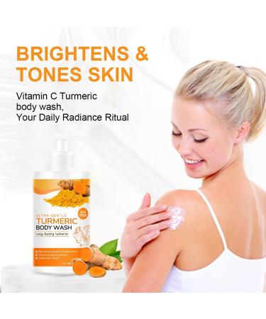 Turmeric Exfoliating Body Wash + Vitamin C Body Lotion for All Skin Types Gentle Cleanser Moisturizing and Cleansing Turmeric Facial Exfoliating Lotion Nourish Skin - Buy Online on GoSupps.com